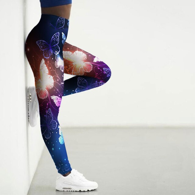 Sport Leggings Women High Waist 3D Butterfly Printed Tights Yoga